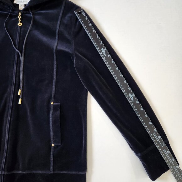 St. John Sport Velour Full Zip Hoodie Womens S‎ Black Relaxed Fit Old Money - Picture 10 of 12